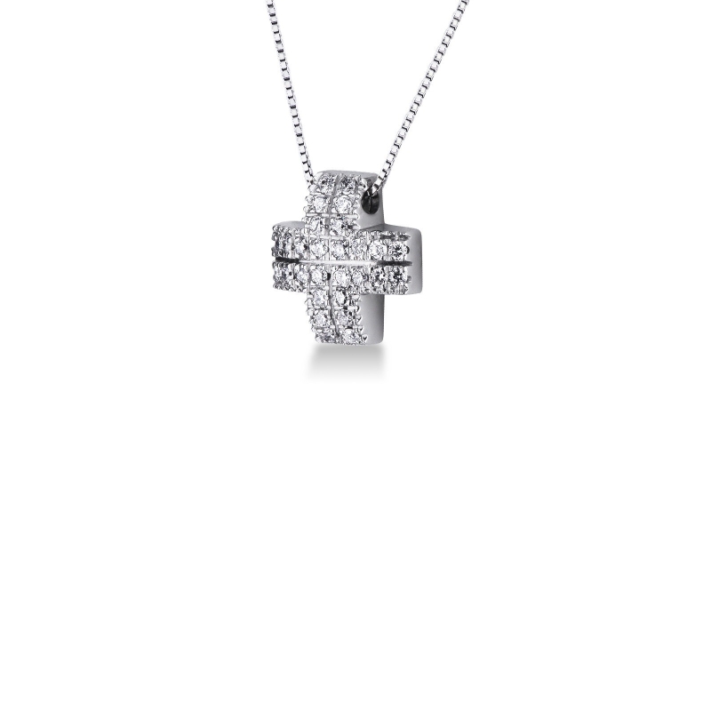 Square cross pendant with diamond pavè Square cross pendant with diamond pavè