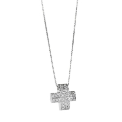 Square cross pendant with diamond pavè