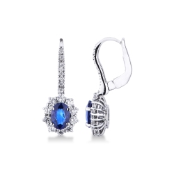 White gold 18k earrings with diamonds and blue sapphires