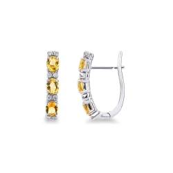 18k white gold hoop earrings with diamonds and citrine