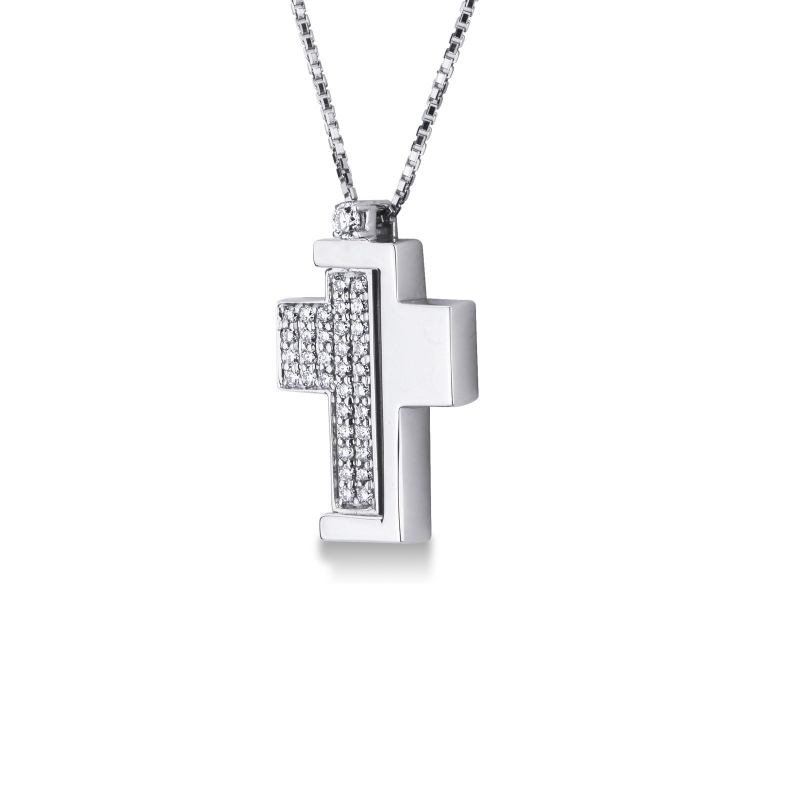 Cross pendant with diamonds, modern style Cross pendant with diamonds, modern style