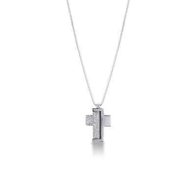 Cross pendant with diamonds, modern style