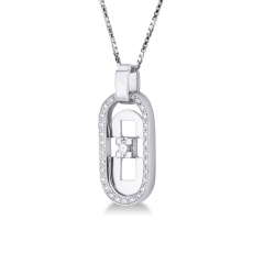 Modern pendant in 18k white gold with diamonds 2
