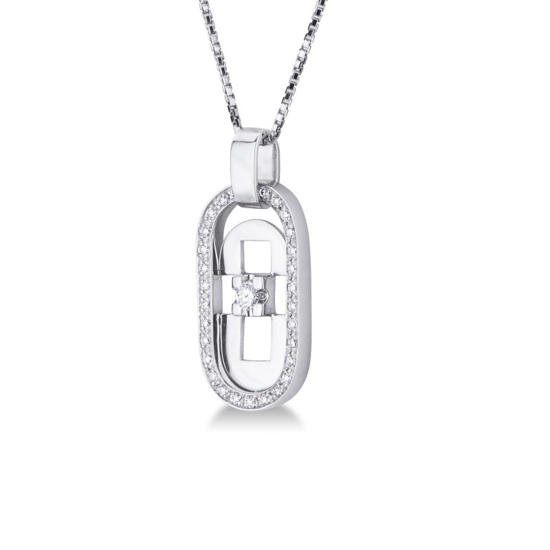 Modern pendant in 18k white gold with diamonds Modern pendant in 18k white gold with diamonds