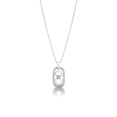 Modern pendant in 18k white gold with diamonds