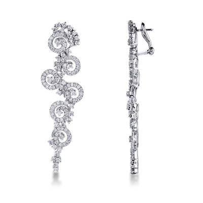 White gold 18k drop earrings with diamonds 