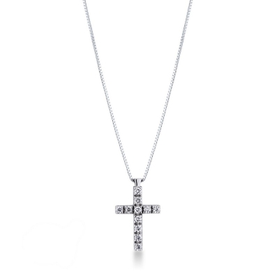 18k white gold cross necklace with diamonds