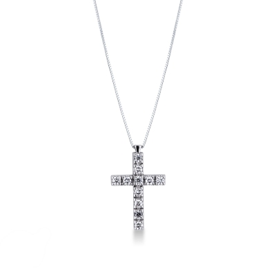 Cross necklace in white gold 750 diamonds