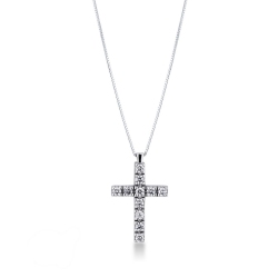 18k white gold diamond cross necklace with diamonds