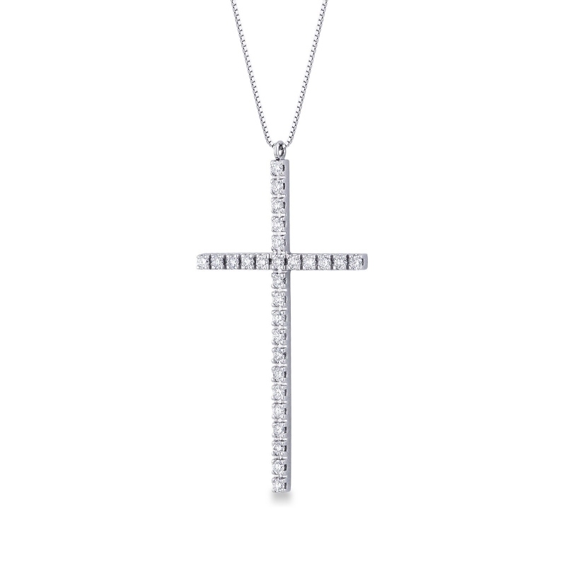 Diamond cross necklace in 18k white gold Diamond cross necklace in 18k white gold
