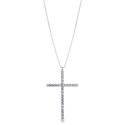 Diamond cross necklace in 18k white gold