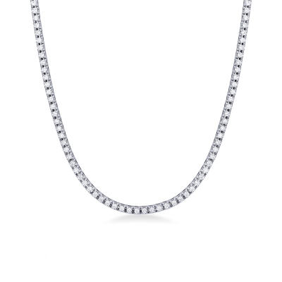 Tennis chain in 18k white gold with round cut diamonds
