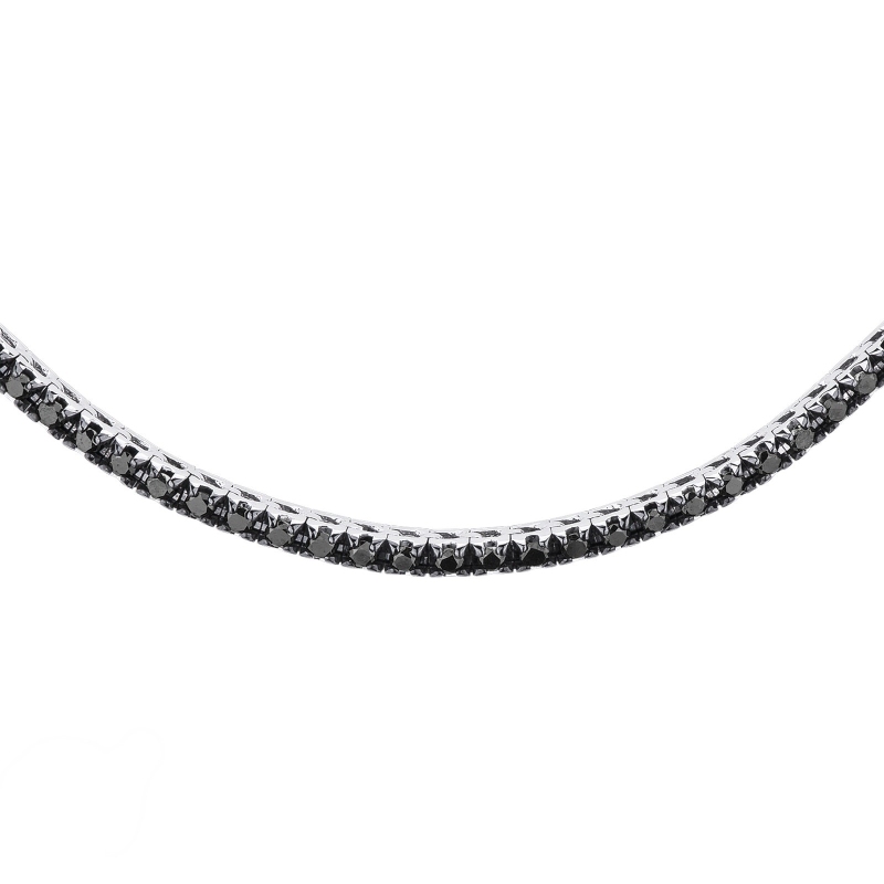 Tennis necklace in 18k white gold with black diamonds Tennis necklace in 18k white gold with black diamonds
