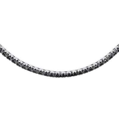 Tennis necklace in 18k white gold with black diamonds