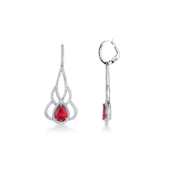 White gold 18k drop earrings with rubies and diamonds