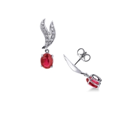 White gold 18k earrings with rubies and diamonds