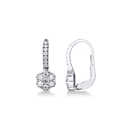 White gold drop earrings with diamonds flower shaped