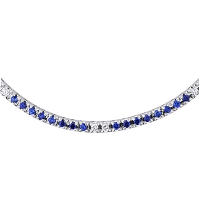 750 white gold tennis with blue sapphires and diamonds