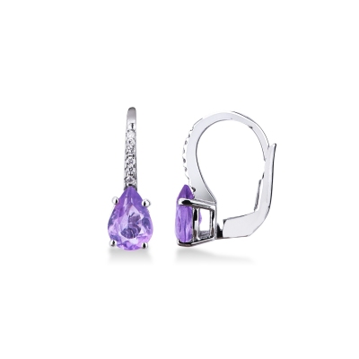 18k white gold drop earrings with amethyst and diamonds 