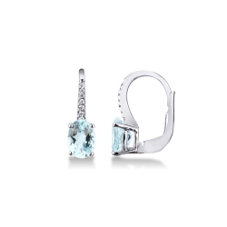 White gold 18k drop earrings with aquamarine and diamonds