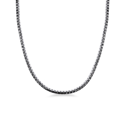 18k white gold tennis necklace with black diamonds