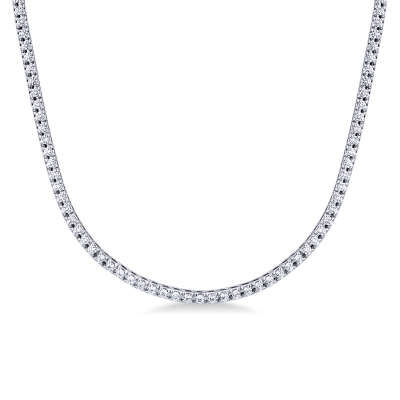Diamond tennis necklace, 18k white gold