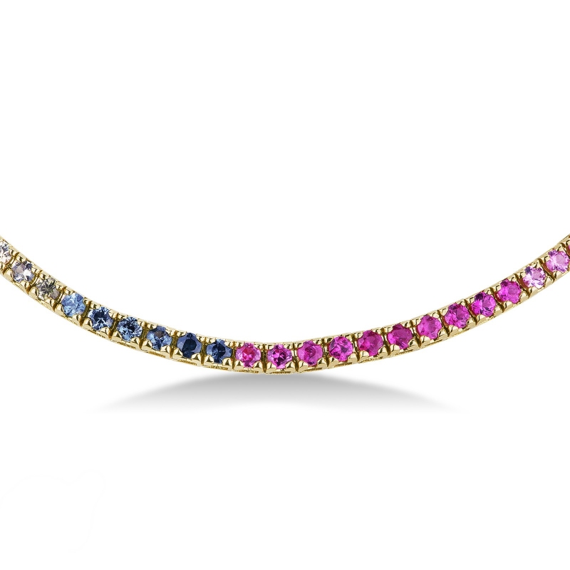 Tennis necklace in yellow gold 18k with multicolor sapphires Tennis necklace in yellow gold 18k with multicolor sapphires