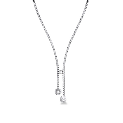 18k white gold design tennis necklace with diamonds
