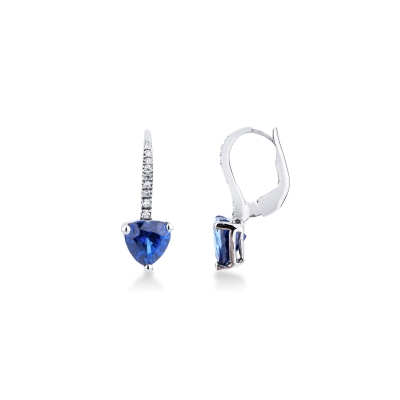 18k white gold earrings with blue sapphire and diamonds