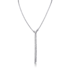 18k white gold waterfall diamond tennis necklace