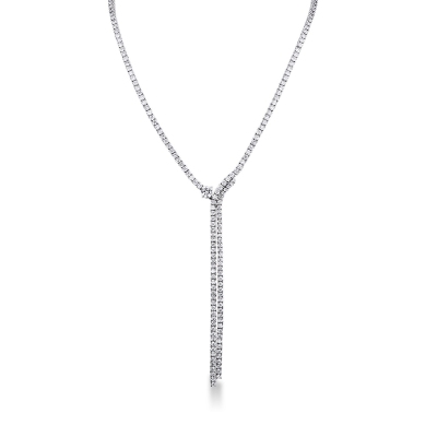 18k white gold waterfall diamond tennis necklace