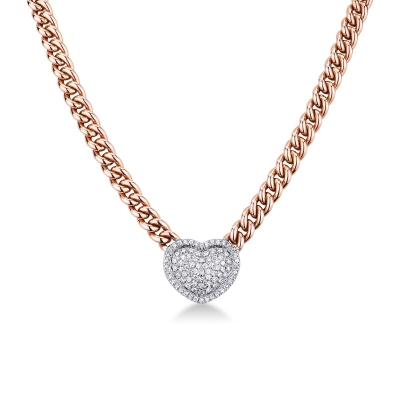 18k rose gold cuban chain with 18k white gold pendant and diamonds