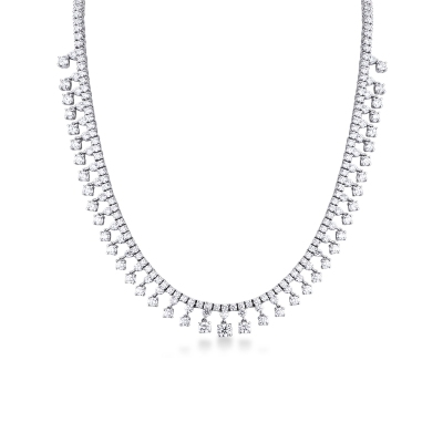 Tennis design necklace in white gold 750 with diamonds