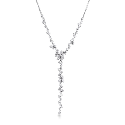 Necklace in white gold 18k with cascading diamonds 