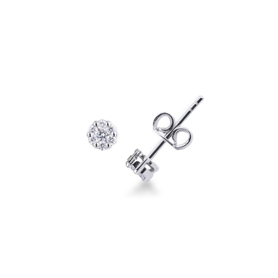 18k white gold diamonds pavé studs 0,22 ct 
