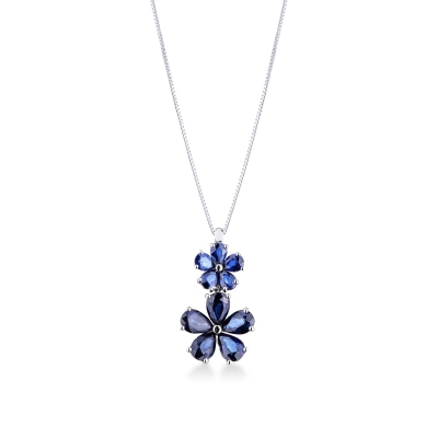18k white gold necklace with two flowers
