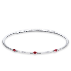 18k white gold choker with oval rubies and diamonds