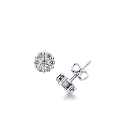 Diamonds illusion stud earrings in white gold 18k