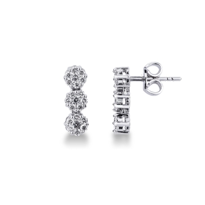 750 white gold stud earrings diamonds illusion