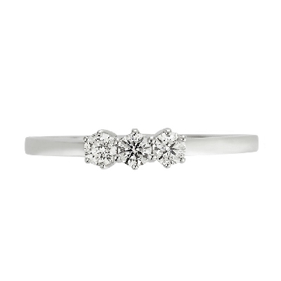 Trilogy Ring 18k White Gold with Diamonds 0,30 ct