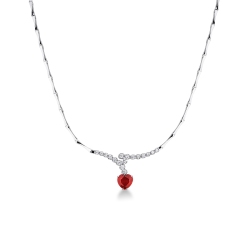 Heart Ruby and diamonds necklace in white gold 750