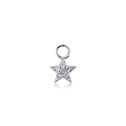 18k white gold star charm with diamonds