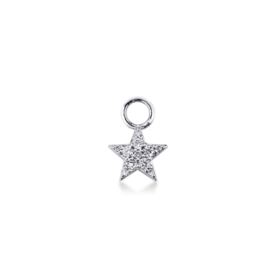 18k white gold star charm with diamonds