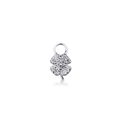 Four-leaf clover charm in white gold 18k with diamonds