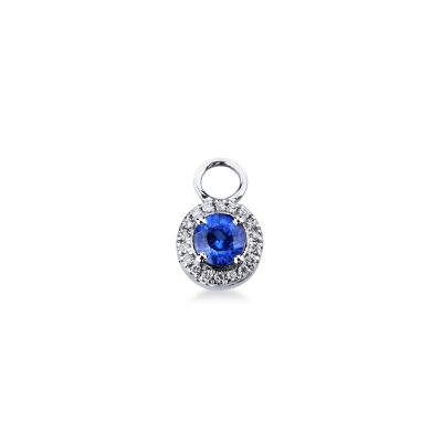 Charm in white gold 18k with blue sapphire and diamonds