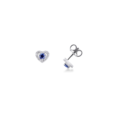 18k white gold earrings with blue sapphire and diamonds