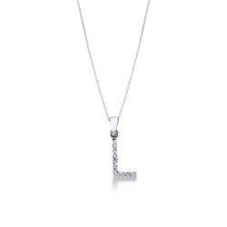 Golden necklace with letter I in diamonds