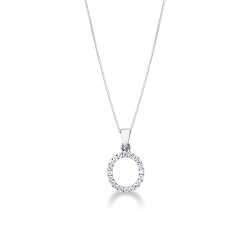 Necklace with O letter in white gold and diamonds
