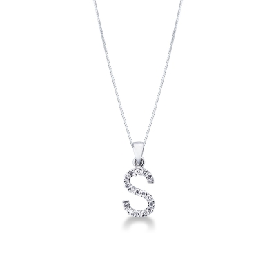 Necklace with A letter in white gold and diamonds