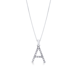 Gold necklace with letter A in diamonds